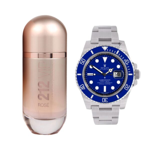 Emporio House PERFUME 212 VIP ROSE+RELOJ ROLEX PLATA AZUL